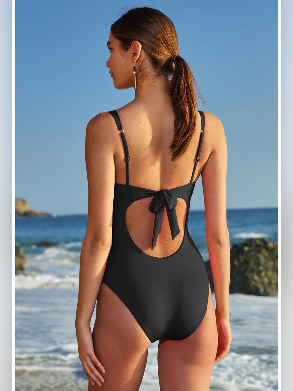 Becca Color Code V-Wire One Piece Swimsuit Black Size L 10 NWOT - Picture 4 of 8